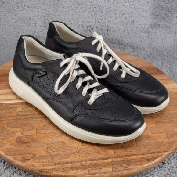 ECCO SOFT RUNNER WOMENS BLACK LEATHER SNEAKERS SZ 40 (US 9-9.5) - Picture 1 of 8